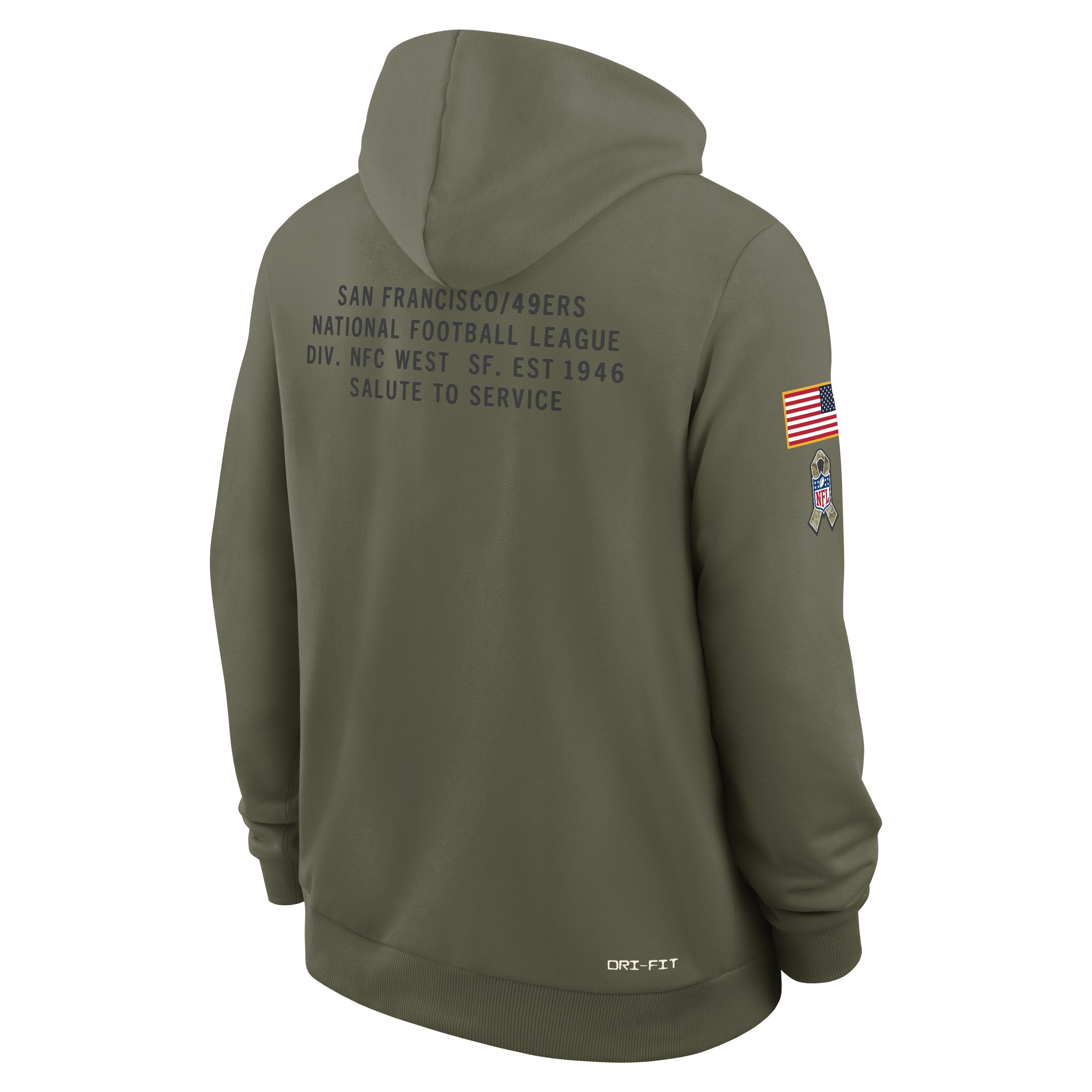 Men's San Francisco 49ers Nike Olive Green 2025 Salute To Service Club Pullover Hoodie
