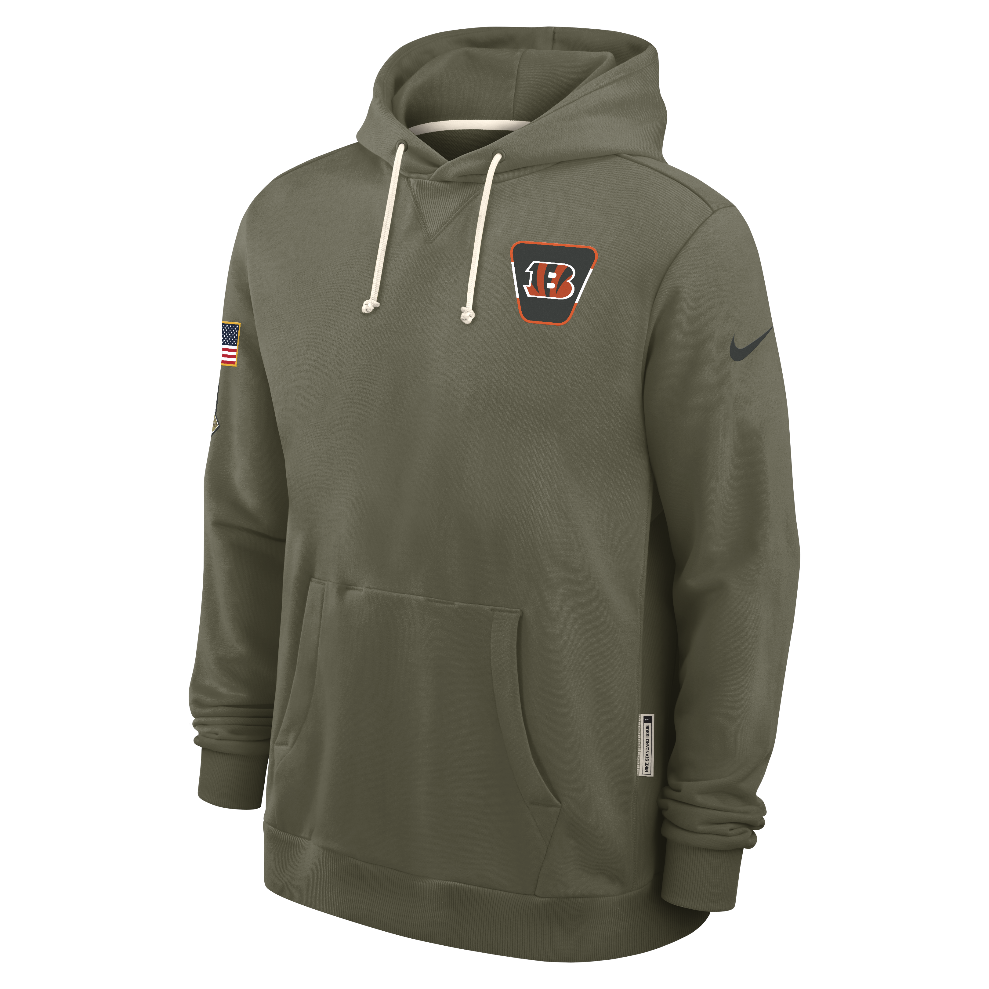 Men's Cincinnati Bengals Nike Olive Green 2025 Salute To Service Club Pullover Hoodie