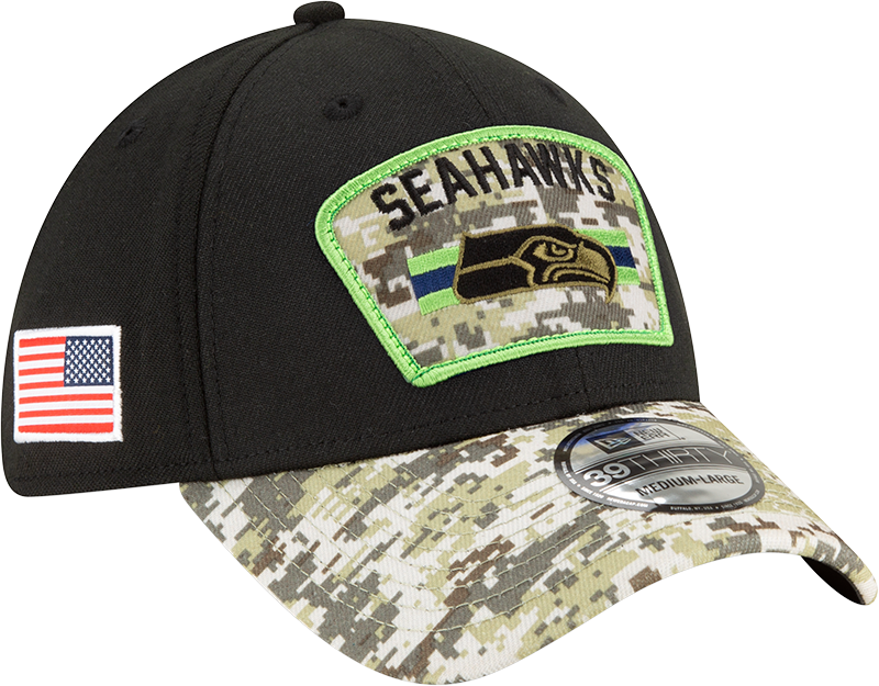 Men's Seattle Seahawks New Era Black 2021 Salute to Service 39THIRTY Flex Hat