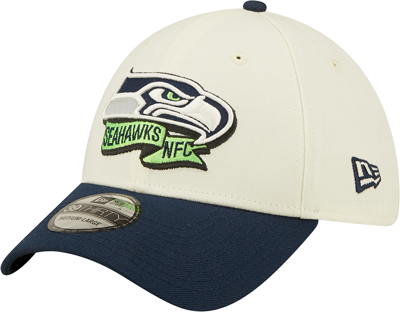 Men's Seattle Seahawks New Era Action Chrome/Navy 2022 Sideline 39THIRTY Flex Hat
