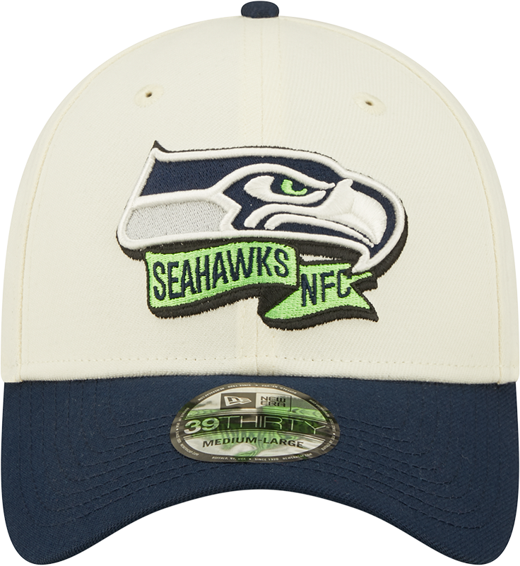 Men's Seattle Seahawks New Era Action Chrome/Navy 2022 Sideline 39THIRTY Flex Hat