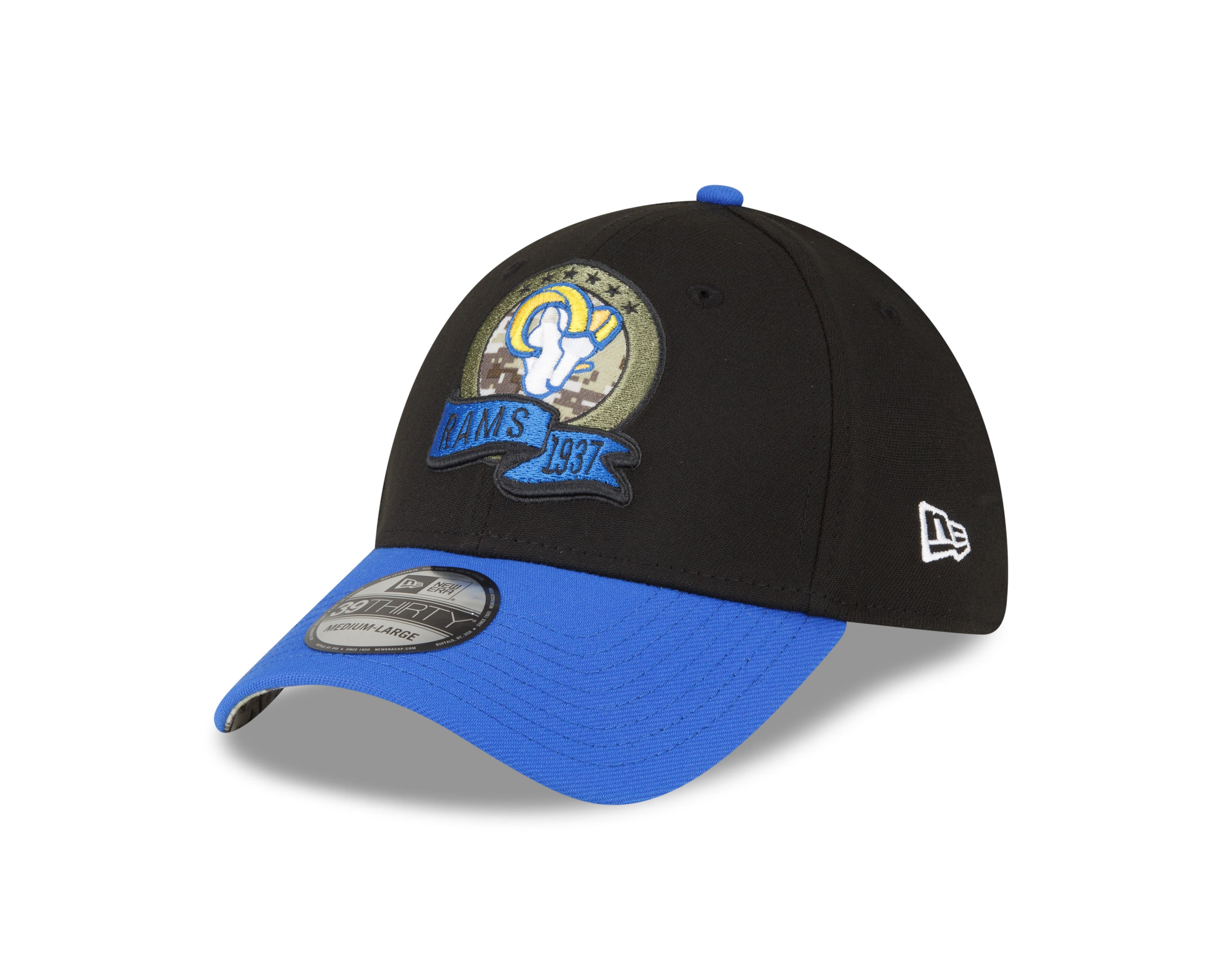 Men's Los Angeles Rams New Era Black 2022 Salute to Service 39THIRTY Flex Hat