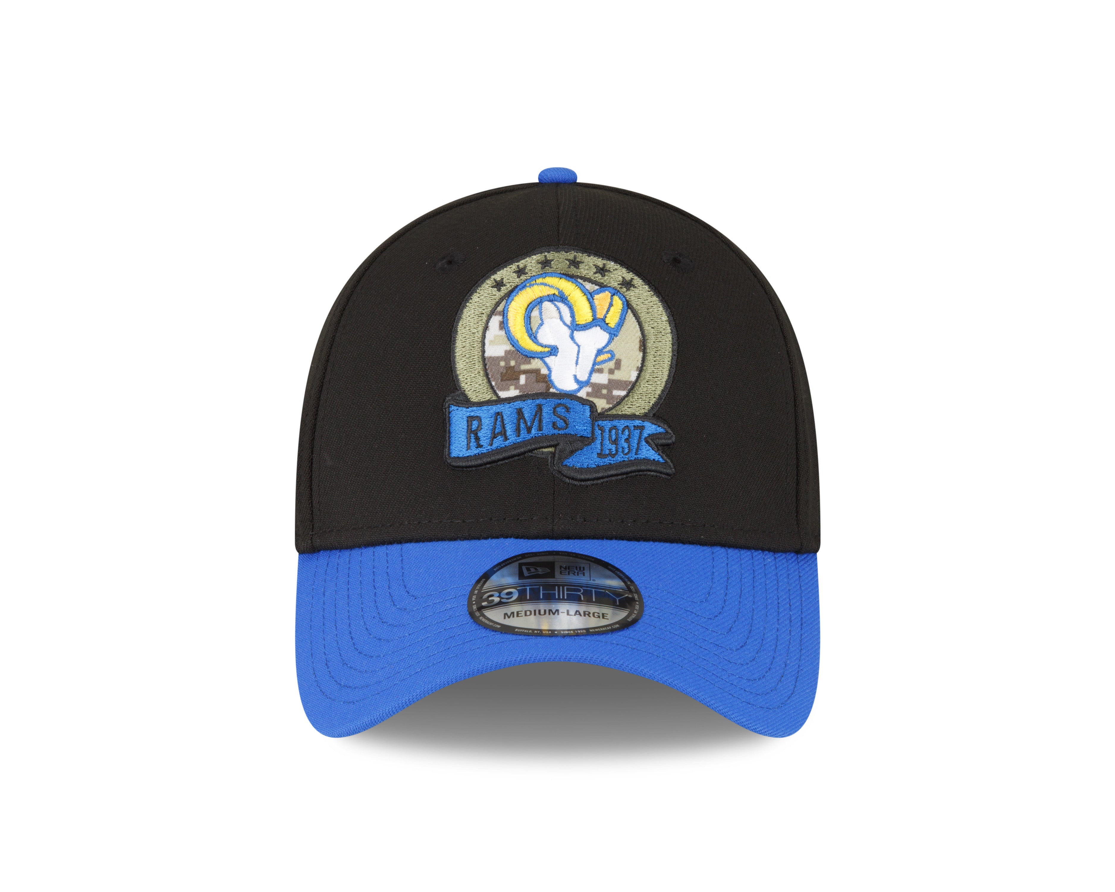 Men's Los Angeles Rams New Era Black 2022 Salute to Service 39THIRTY Flex Hat