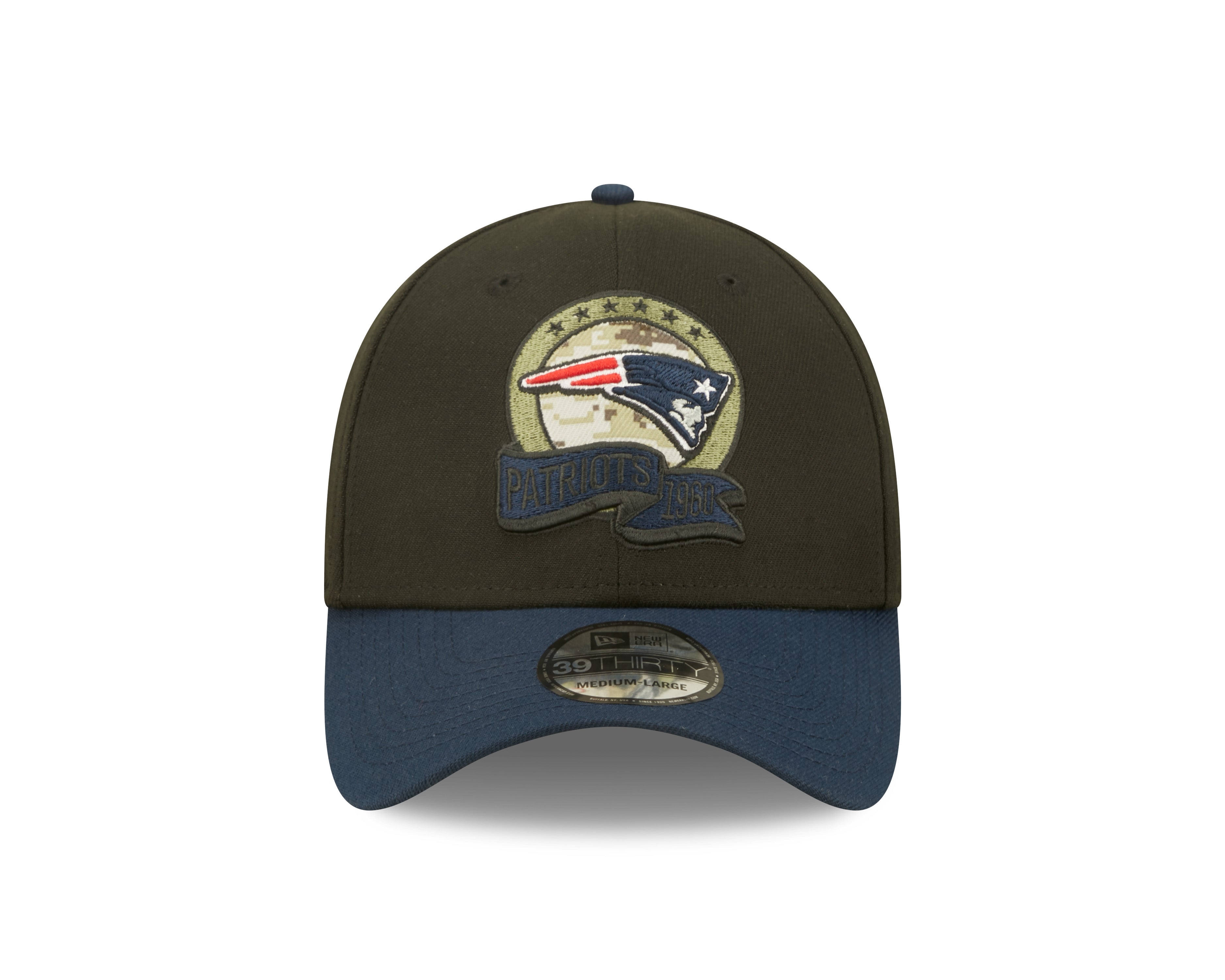 Men's New England Patriots New Era Black 2022 Salute to Service 39THIRTY Flex Hat