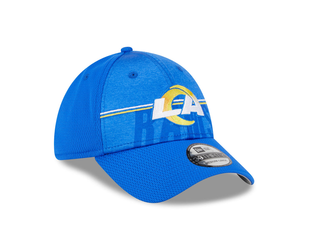 Men's Los Angeles Rams New Era NFL 2023 Training Camp Blue Primary Logo 39THIRTY Flex Fit Hat