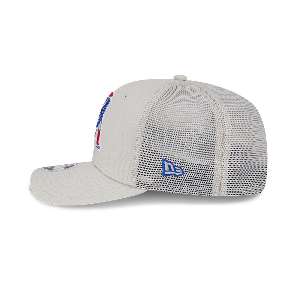 Men's New Era Stone New England Patriots Canvas Trucker 9SEVENTY Stretch-Snap Hat