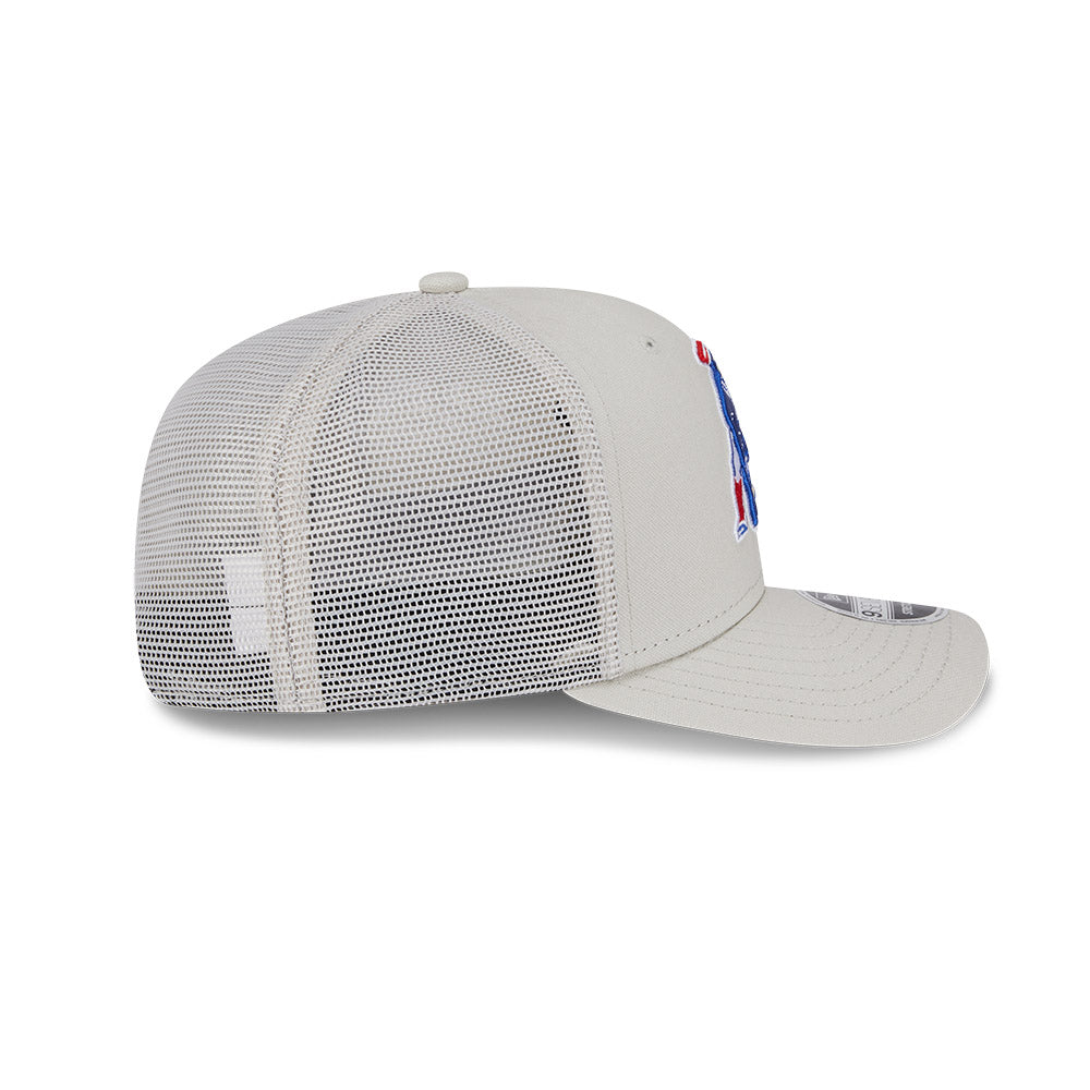 Men's New Era Stone New England Patriots Canvas Trucker 9SEVENTY Stretch-Snap Hat