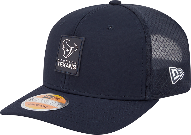 Men's Houston Texans New Era Navy 2025 Sideline 9SEVENTY Trucker Adjustable Hat