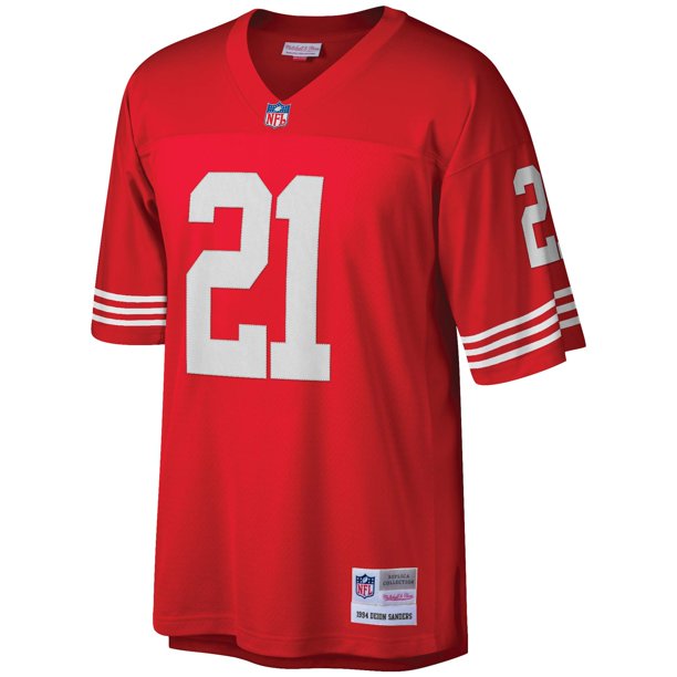 Men's San Francisco 49ers Deion Sanders Mitchell & Ness Scarlet Retired Player Vintage Replica Jersey