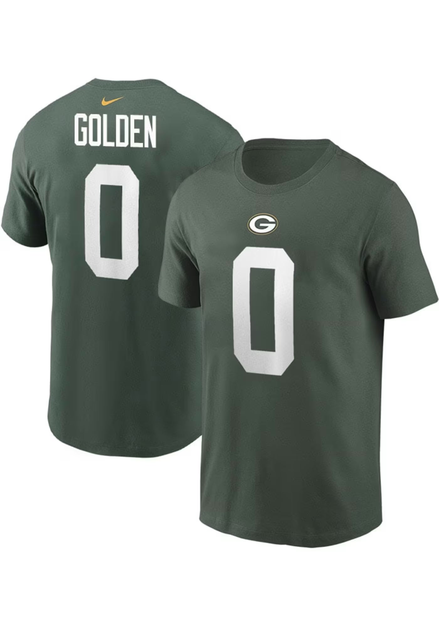 Men's Nike Matthew Golden Green Bay Packers Green Name & Number T-Shirt