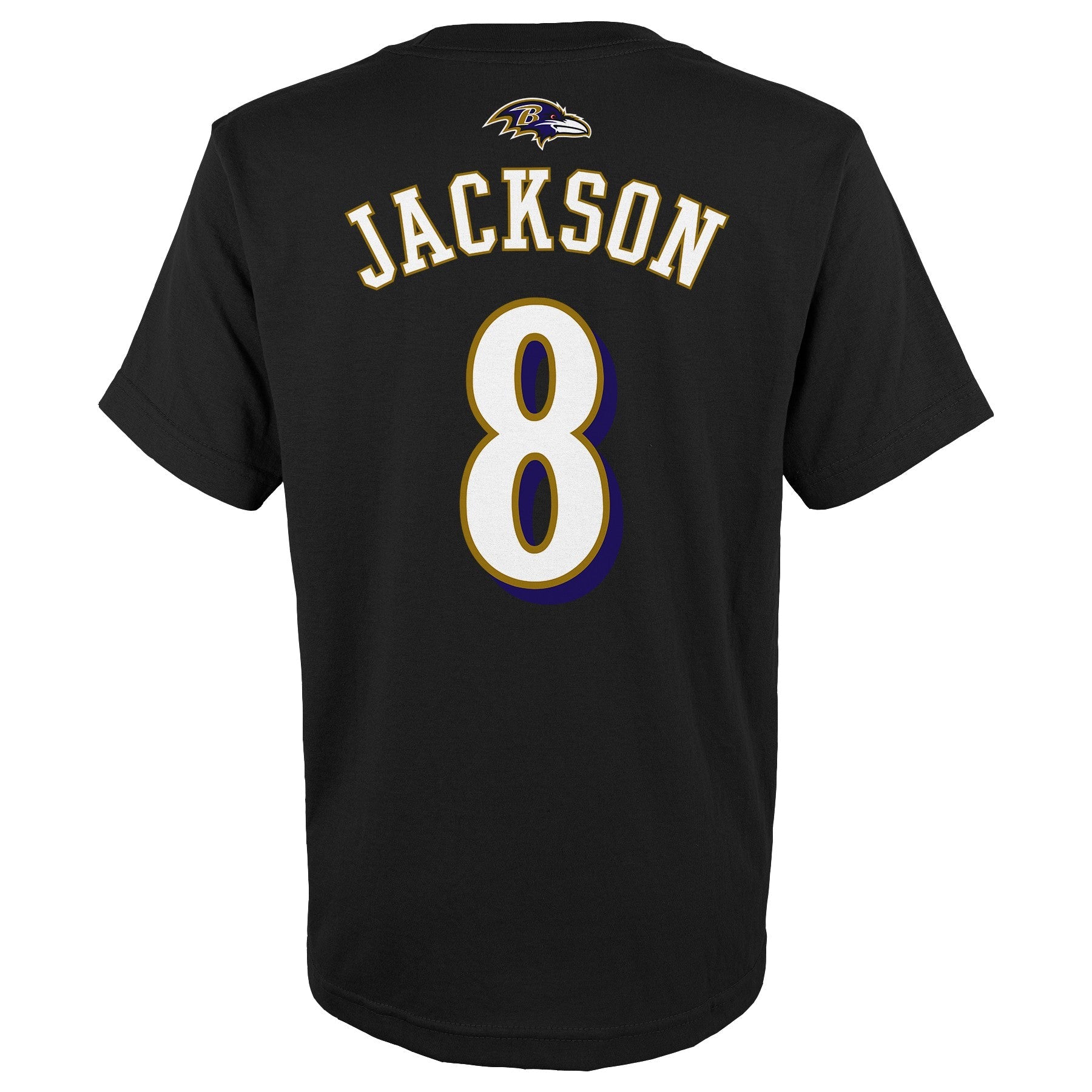 Youth Baltimore Ravens Lamar Jackson Black Mainliner Player Name & Number T-Shirt