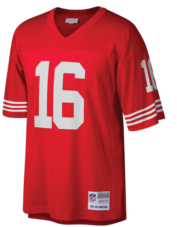 Mens San Francisco 49ers Joe Montana Mitchell & Ness Scarlet Retired Player Vintage Replica Jersey