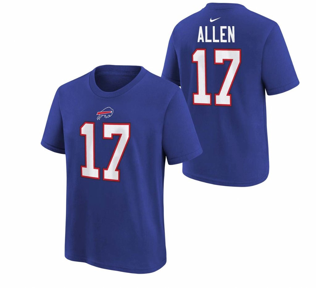 Youth Buffalo Bills Josh Allen Nike Blue FUSE Name & Number T-Shirt