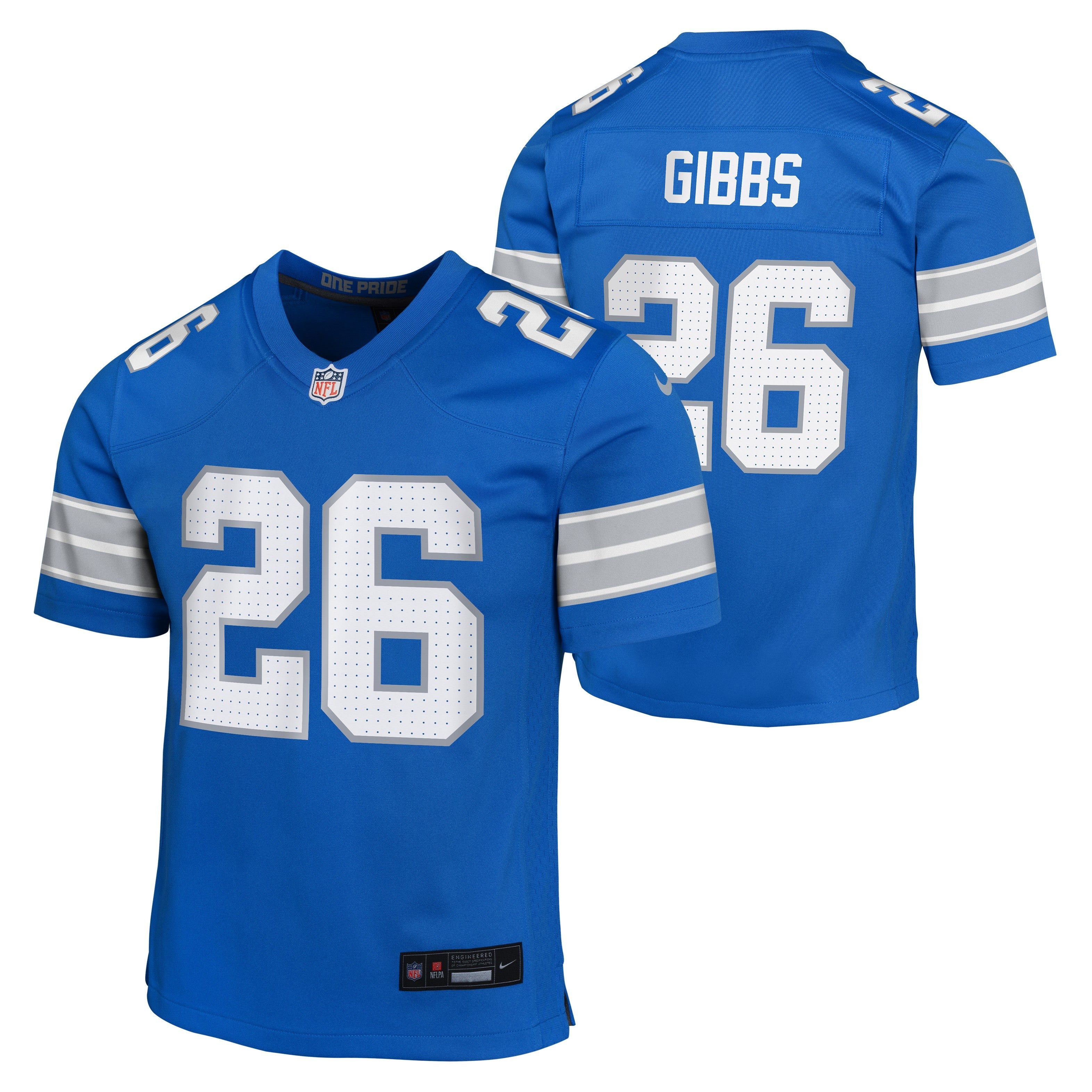 Youth Detroit Lions Jahmyr Gibbs #26 Nike "ROOKIE" Blue Game Jersey