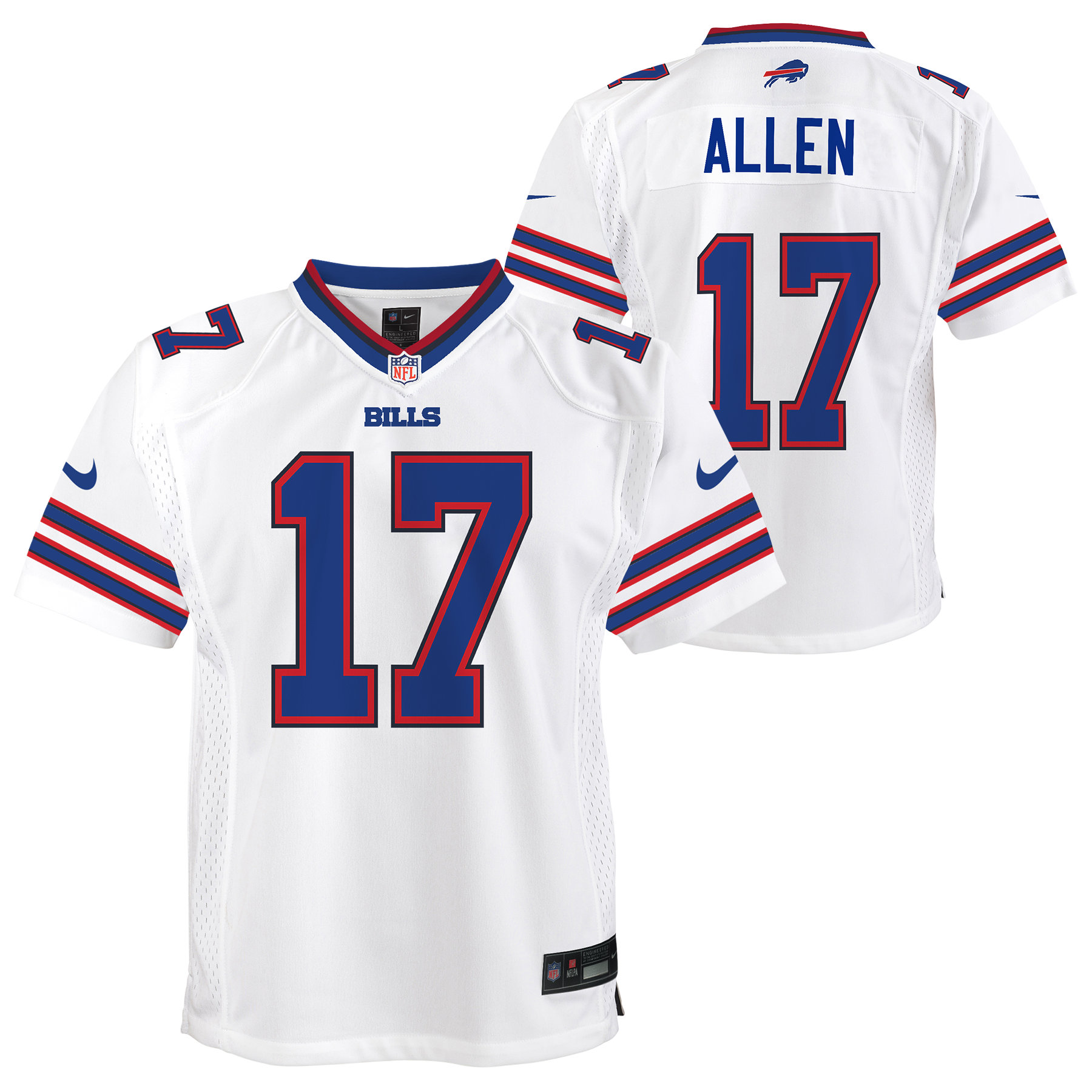 Youth Josh Allen Buffalo Bills Nike White Road Game Player Jersey