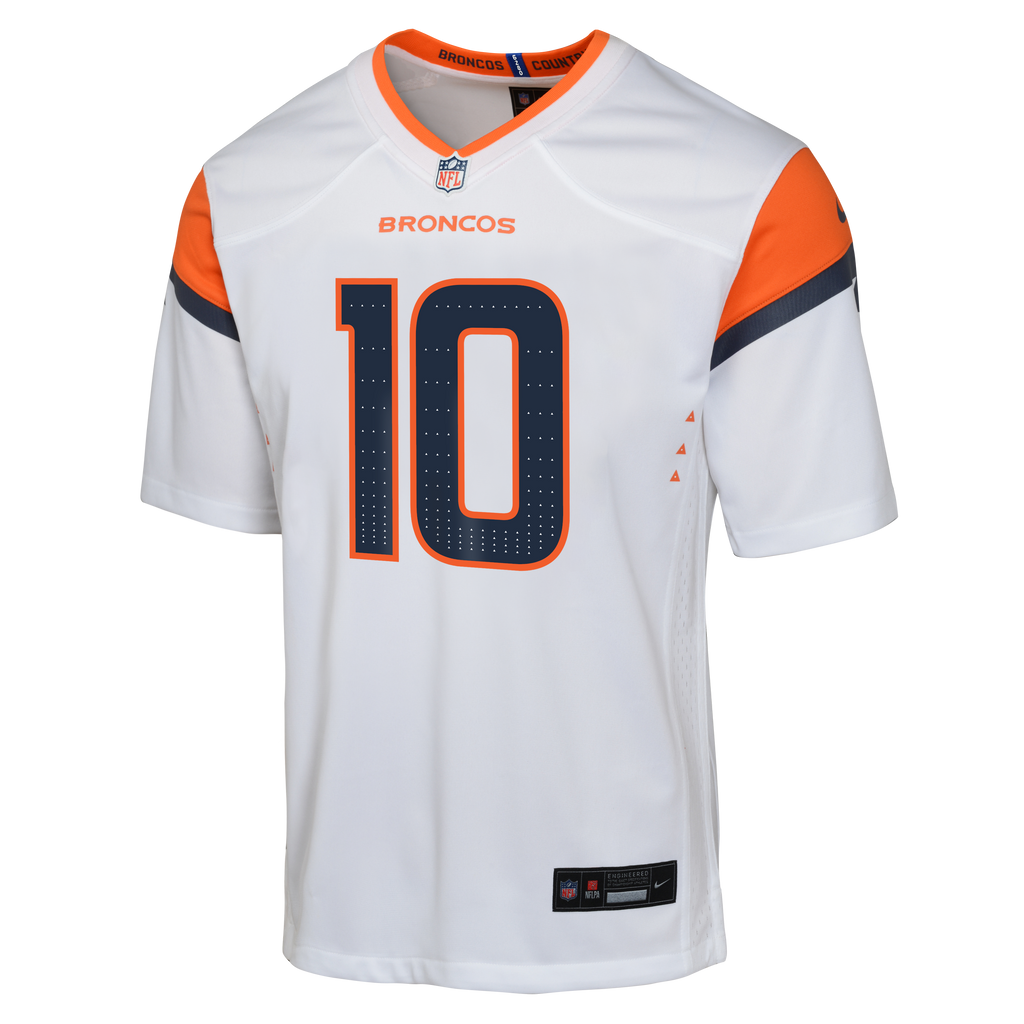 Youth Denver Broncos Bo Nix Nike White Road Team Jersey