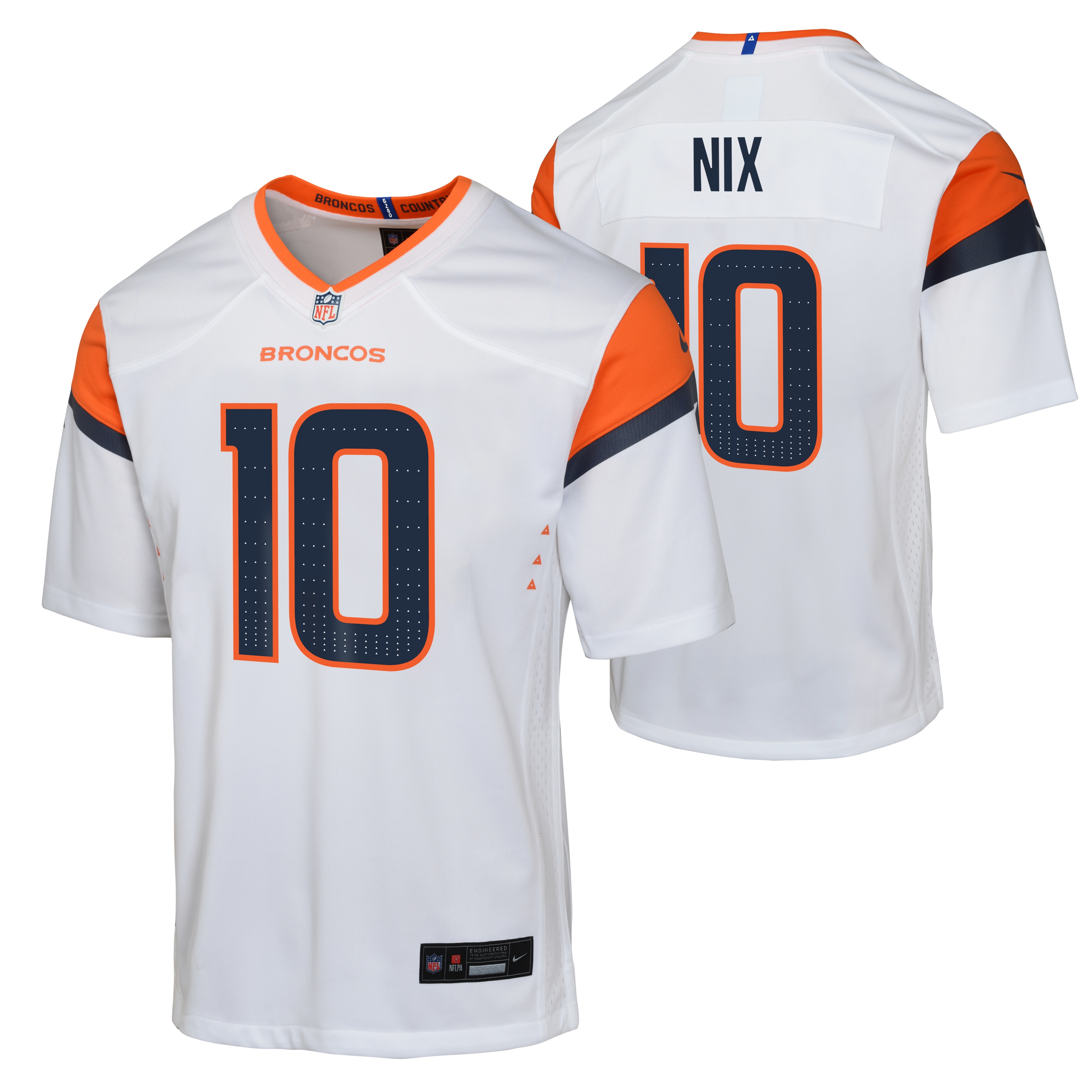 Youth Denver Broncos Bo Nix Nike White Road Team Jersey