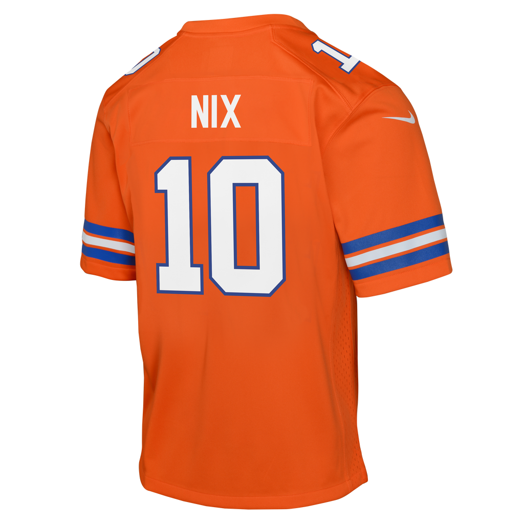 Youth Denver Broncos Bo Nix Nike Retro Alternate Orange Game Team Jersey