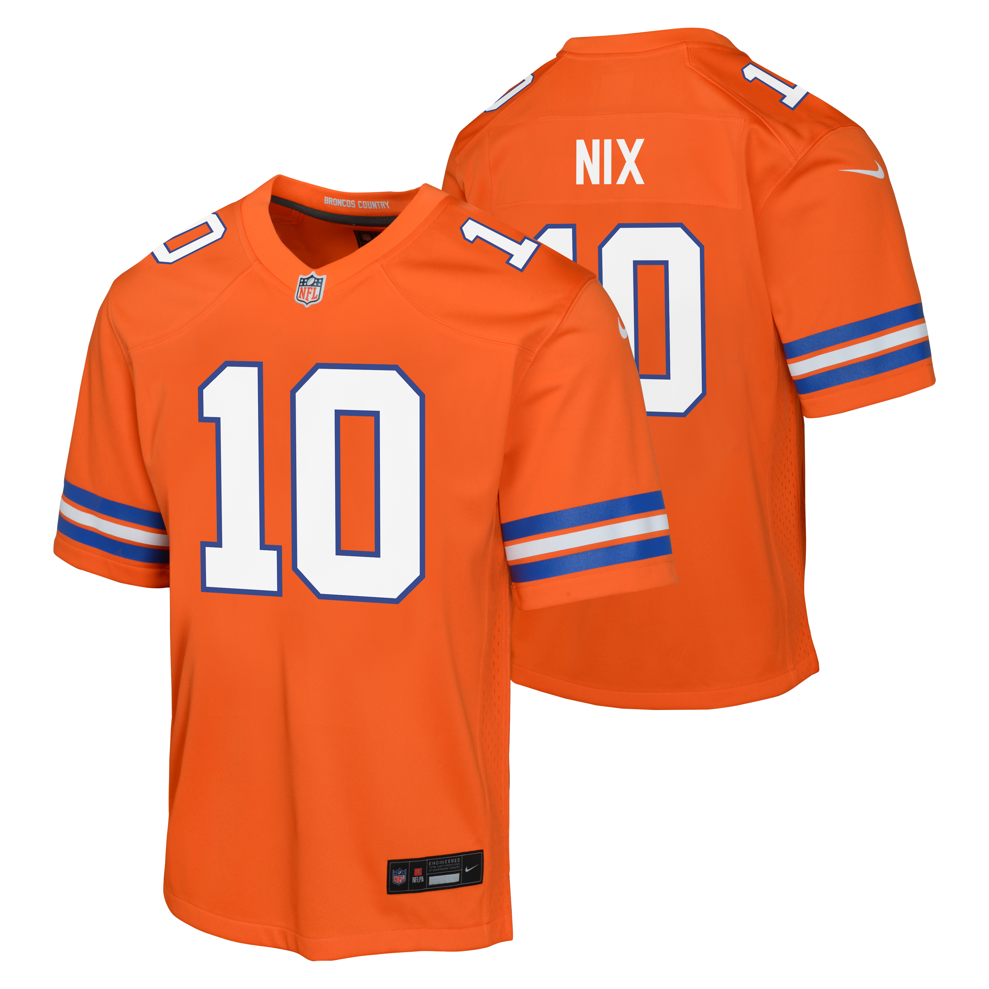Youth Denver Broncos Bo Nix Nike Retro Alternate Orange Game Team Jersey
