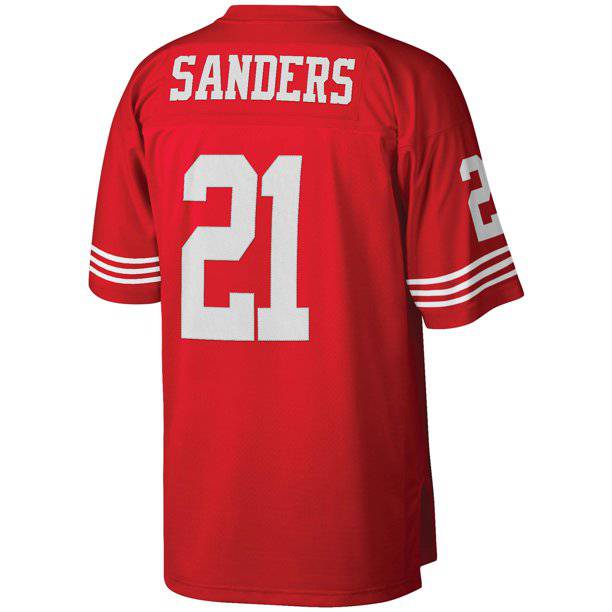 Men's San Francisco 49ers Deion Sanders Mitchell & Ness Scarlet Retired Player Vintage Replica Jersey