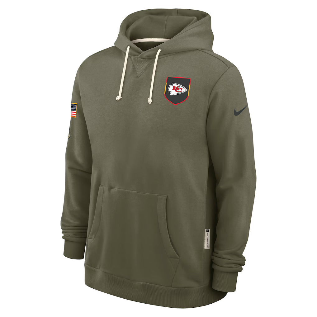 Men's Kansas City Chiefs Nike Olive Green 2025 Salute To Service Club Pullover Hoodie