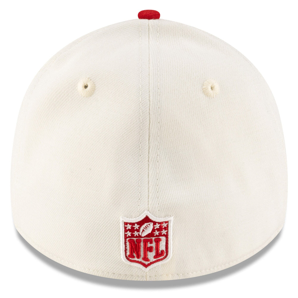 Men's San Francisco 49ers New Era 2025 NFL Draft Cream/Scarlet 39THIRTY Flex Fit Hat